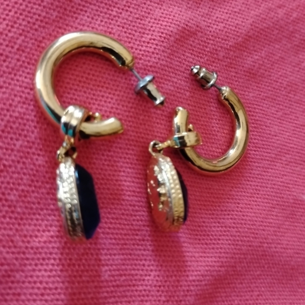 Reversible Hoop earrings glass, GREEK GODDESS DANGLING EARRINGS - Picture 2 of 4